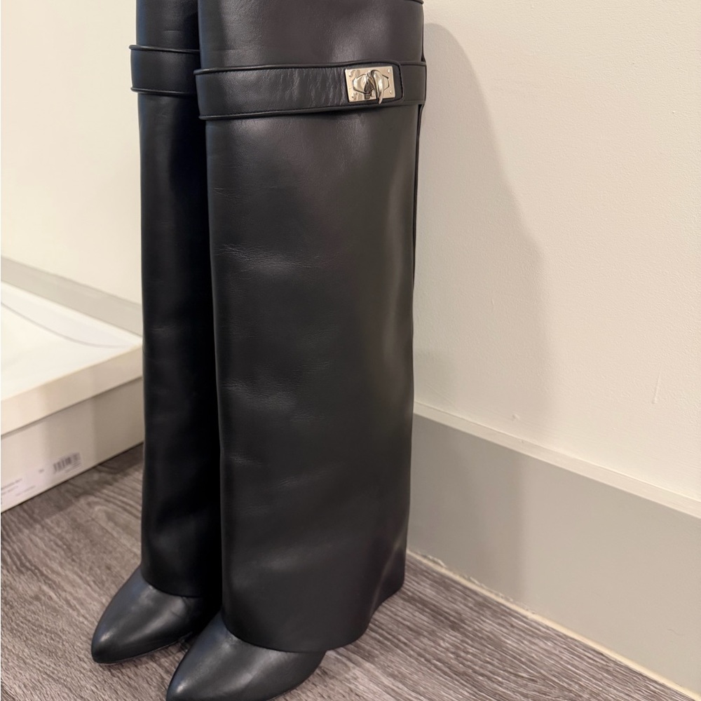 Givenchy Shark Lock Black Over the Knee Boots - Picture 2 of 4